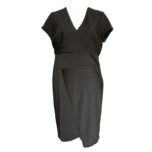 Cato V-neck Short‎ Sleeve Ribbed Midi Dress Women’s SZ 14 in Ideal Black NEW